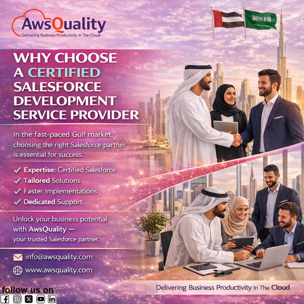 awsquality's tweet photo. 💡 Why Choose a Certified Salesforce Partner?
📩 info@awsquality.com
🌐 https://t.co/6WMZedr3qx
#Salesforce #SalesforceGCC #UAEBusiness #GulfTech #DigitalTransformation #CRM #CloudSolutions #BusinessGrowth #AwsQuality https://t.co/X7i0Adcs5N