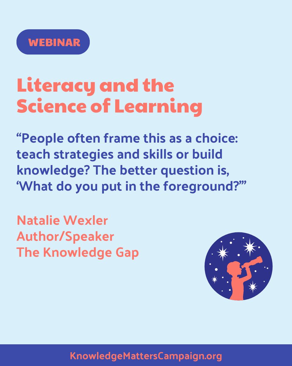 KnowledgeMatrs's tweet image. The real question is, what’s in the foreground? 

@natwexler reminds us to put knowledge first and strategies and skills actually have something to work with.

#KnowledgeMatters #ScienceOfLearning