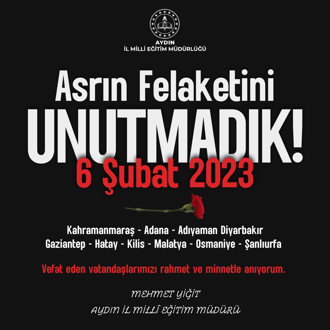 Asrın felaketini unutmadık, unutmayacağız.

6 Şubat, takvimden düşmeyen bir gün; kalbimize kazınan bir sorumluluktur. O büyük acı; dayanışmayı, kardeşliği ve insan kalmanın sorumluluğunu bize bir kez daha hatırlatmıştır. 

Hayatını kaybeden vatandaşlarımızı bir kez daha rahmetle