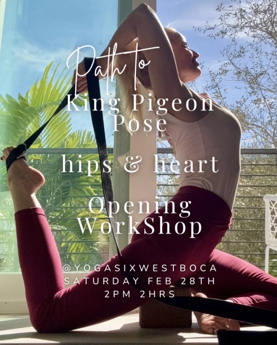 DatwaniEgan's tweet photo. ✨I am pleased to invite you to a special afternoon of exploration at YogaSix West Boca. Together, we will soften, strengthen, &amp; breathe into the regal architecture of Eka Pada Rajakapotasana.

✨See 🔗 ⬇️ to read more about &amp; reserve your mat.

https://t.co/lU9sHrH1Wq https://t.co/MPXtUi6At7