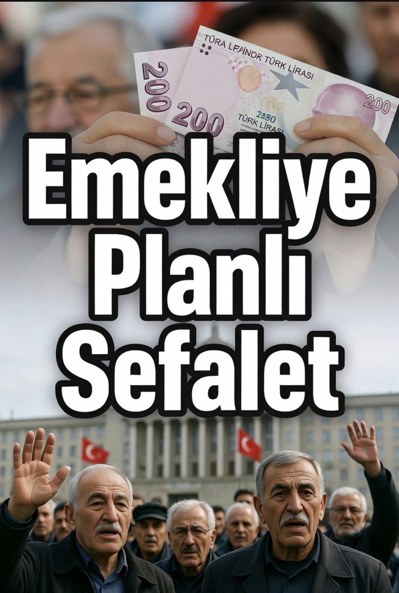 “Emekliye planlı sefalet” ifadesi, Türkiye’de emekli maaşlarının yetersizliği ve bu durumun bilinçli bir politika olarak sürdürüldüğünü özetleyen bir tabir ! 

iktidarın ekonomi politikalarının emeklileri kasıtlı olarak yoksulluğa mahkûm ettiğini savunuyor
 #EmekliyePlanlıSefalet