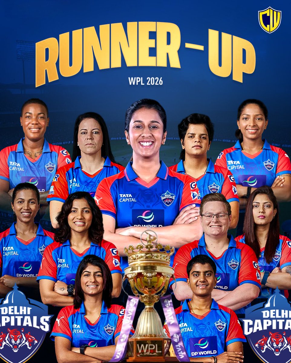 crickwik's tweet photo. So Close, Yet Again 💔 For The Fourth Consecutive Time, Delhi Capitals Finish As Runners-up, Suffering Heartbreak In Another WPL Final 😢🏏

A Tough Night For Jemimah Rodrigues &amp; Co. As The Title Continues To Slip Away. 🏆❌ 

#WPL2026 #wpl #DelhiCapitals #JemimahRodrigues https://t.co/SrSiD0HoK9