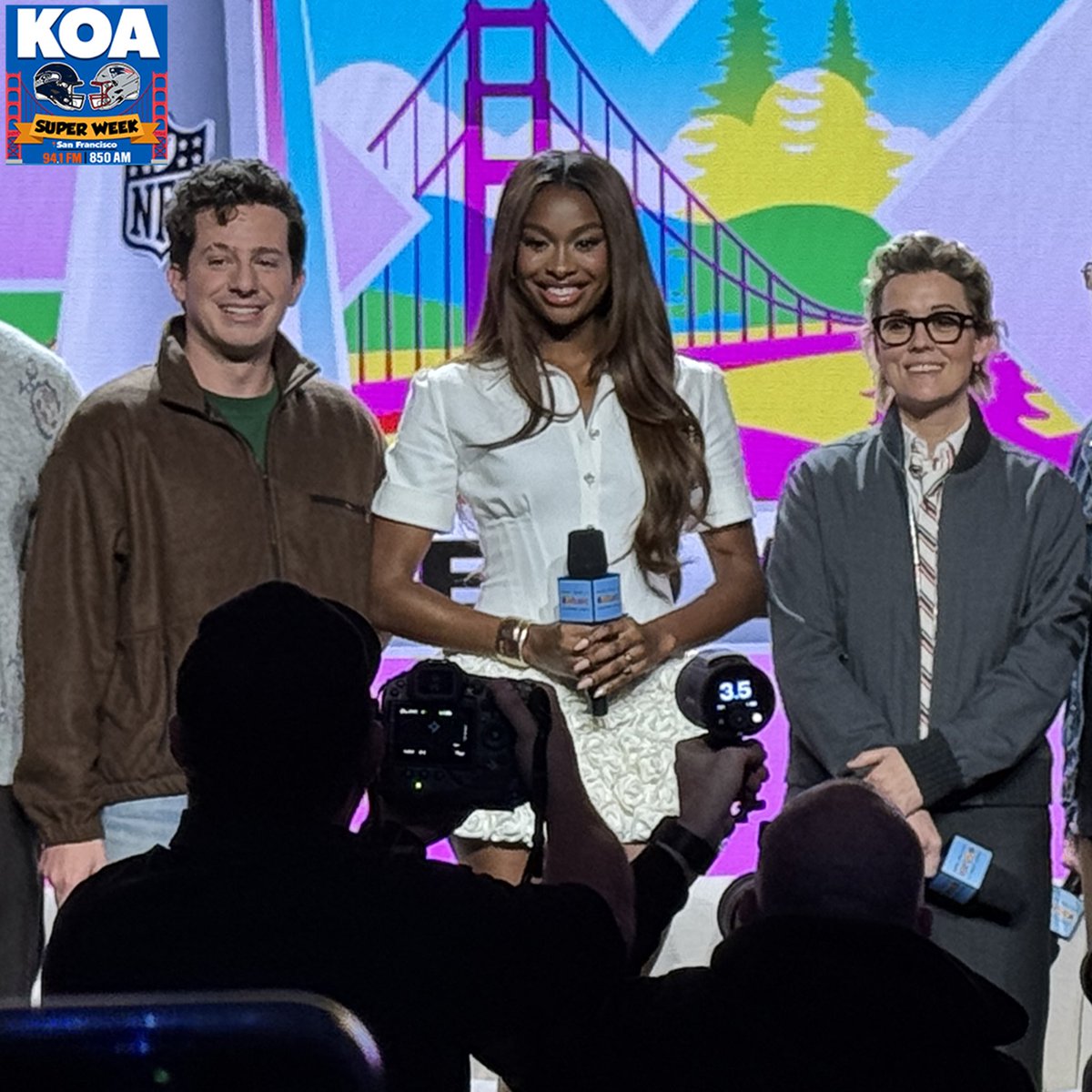 KOAColorado's tweet photo. Charlie Puth (National Anthem), Coco Jones (Lift Every Voice and Sing) and Brandi Carlile (America the Beautiful).

Bad Bunny comes up next 🐰

#KOASuperWeek https://t.co/cLULa8YNOt