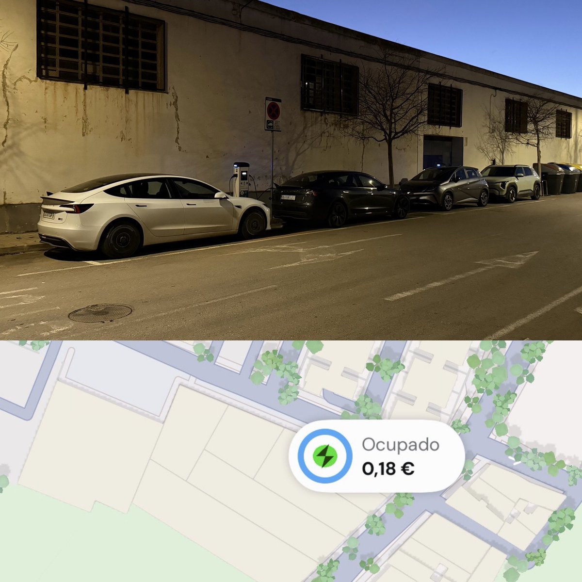Maverick_M3's tweet photo. La comodidad de visitar a tu familia y mientras tomas un café cargas el coche. 

Punto de carga @eurocharger_ES a 22kW / 0,18€, una maravilla. 👌🏻 https://t.co/1XqwWGtvWD
