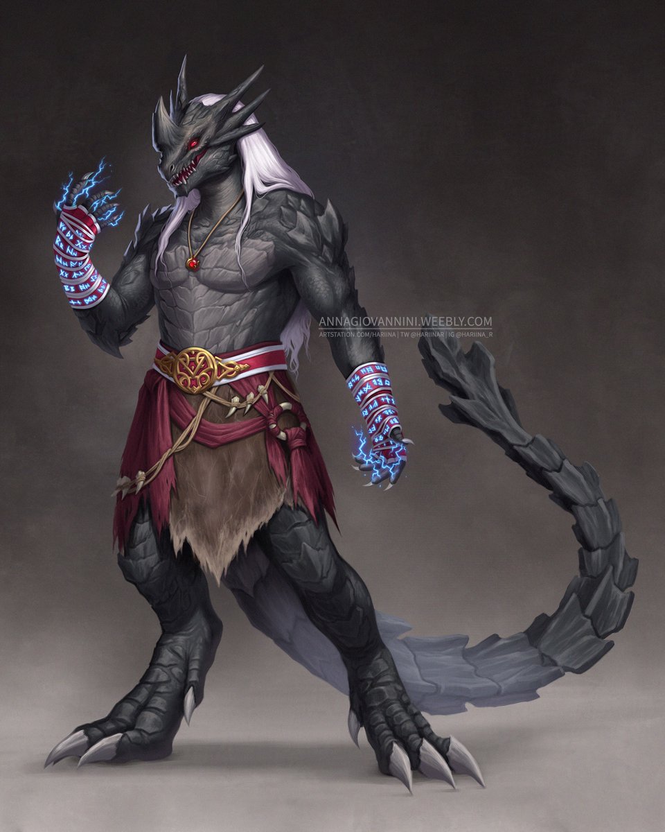 Commission for Yan - The Tyrant, Obsidian Dragonblood Druid! 🖤⚡ #pathfinderart #dndart