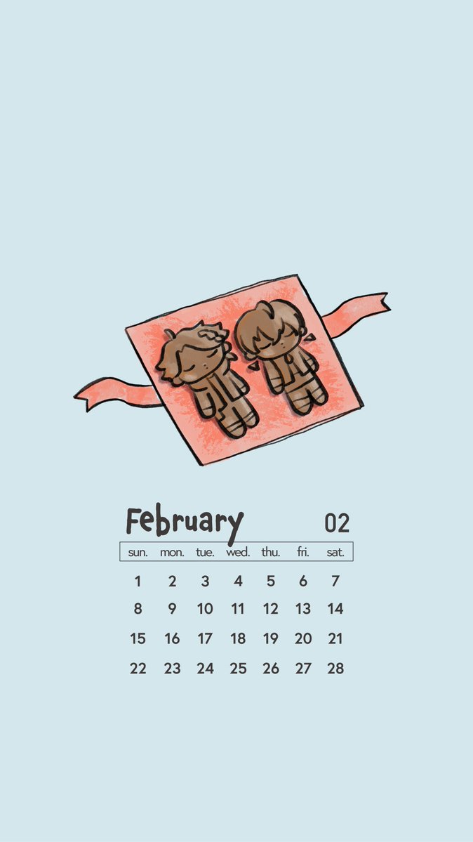 遅れましたが2月のカレンダー！
よかったら使ってください🎁🍫