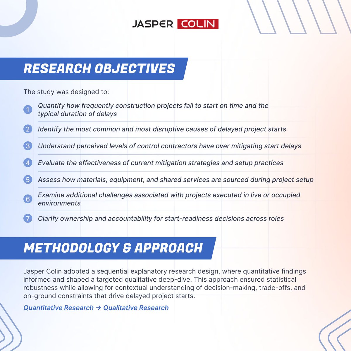jaspercolin_res's tweet photo. In our latest engagement, we partnered with a leading multi-regional construction contractor to uncover why project mobilization breaks down, and what can be done to strengthen start-date reliability
#Construction #MarketResearch #PrimaryResearch #ProjectManagement #JasperColin https://t.co/q18eTA8g5H