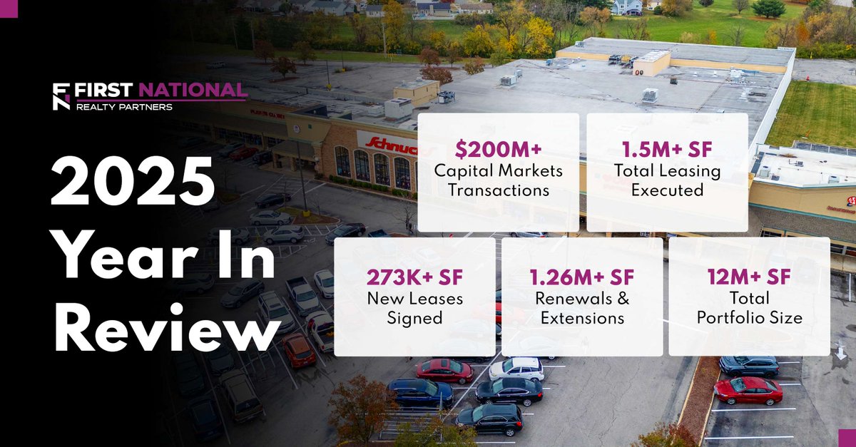 In 2025, FNRP advanced its portfolio strategy through disciplined capital markets and leasing execution. The firm completed more than $200M in transactions and surpassed 1.5M square feet of total leasing activity.

fnrpusa.com/news/2025-reca…

#CRE #Acquisitions #Leasing
