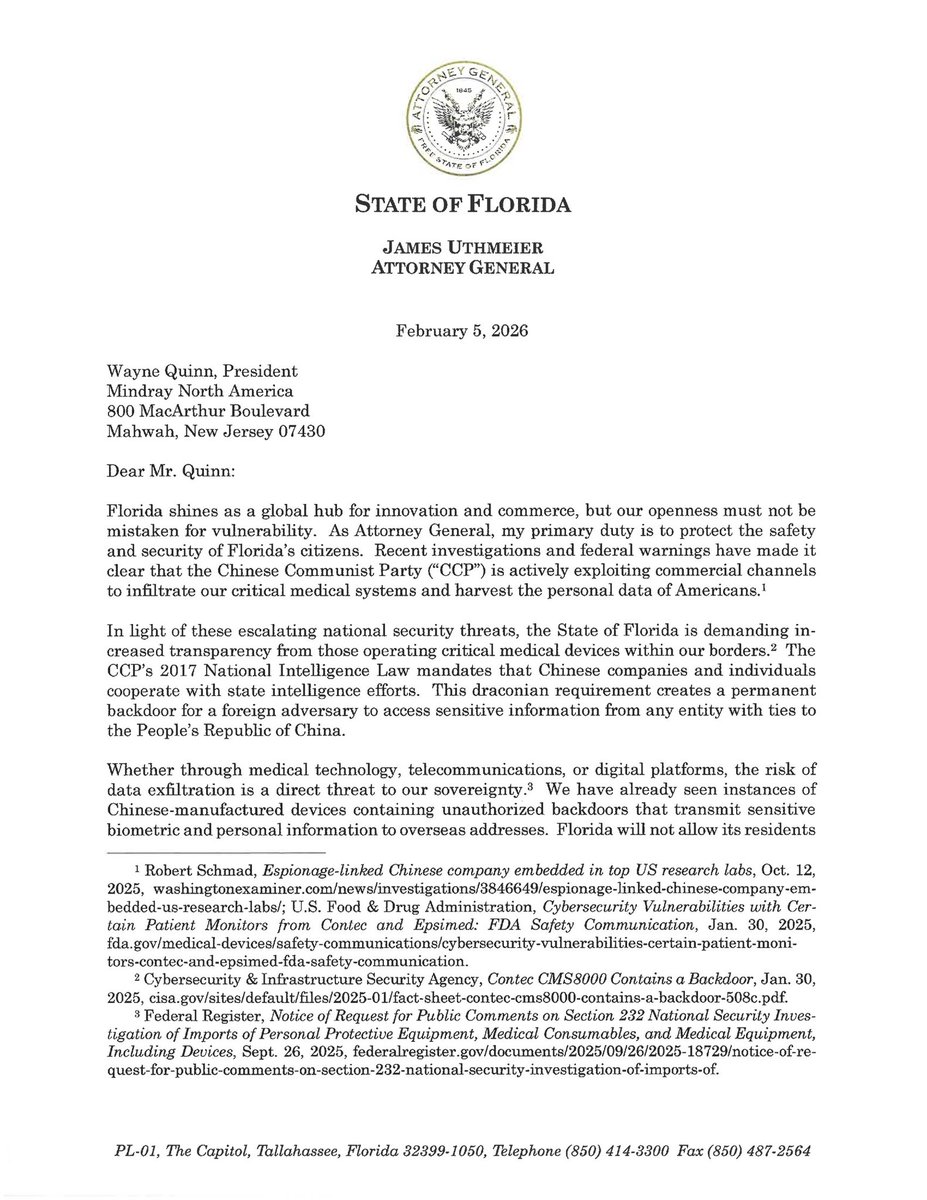 Attorney General James Uthmeier tweet media