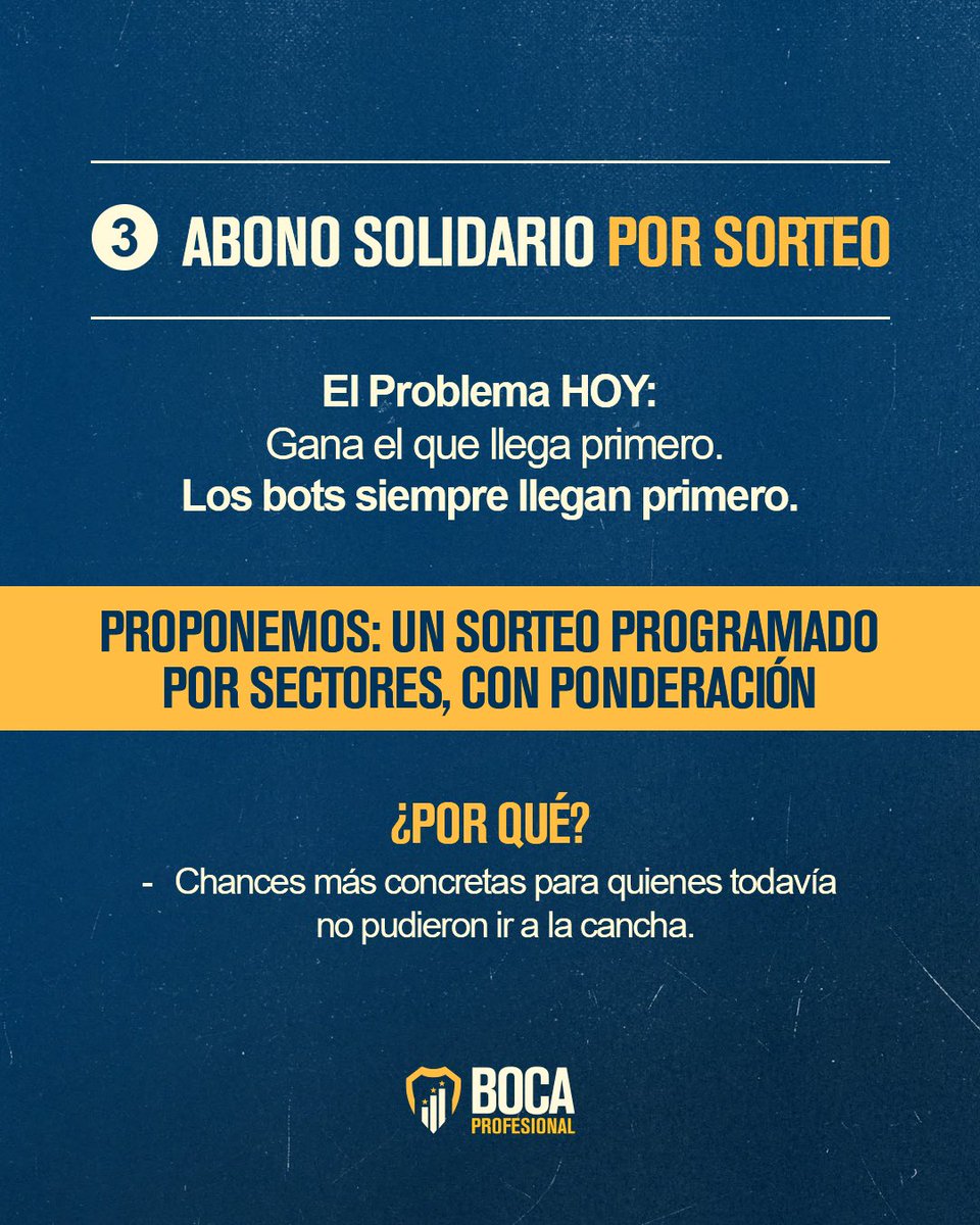 Entregamos al Club un anexo del proyecto Acceso Justo a La Bombonera, enfocado específicamente en el problema de los bots.

Este material surge a partir de debates y aportes de socios e hinchas que vienen participando de nuestro espacio abierto de discusión, y busca sumar