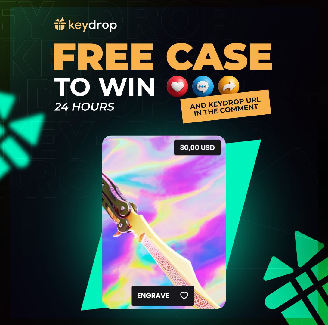 🏆 Ready to grab a FREE case? Just follow these steps 👇

❤️ Like last 3 posts
🤝 Follow us!
🔁 Retweet!

⏰ Wait 24 hours!
⚠️ Remember to add your keydrop profile url in the comments