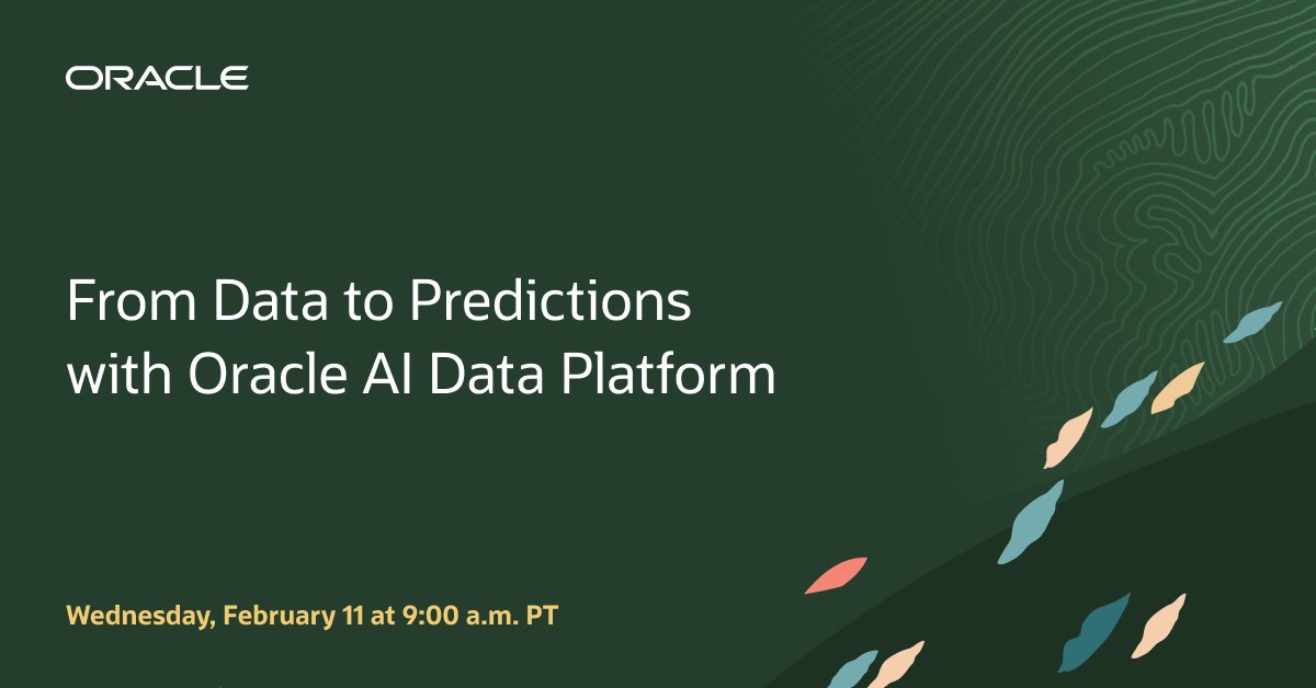 WalterDorigo's tweet photo. Join this upcoming session to discover how Oracle AI Data Platform empowers data engineers and data scientists to collaboratively build and deploy churn prediction models. https://t.co/p4fZhU632d https://t.co/24stboqHt0