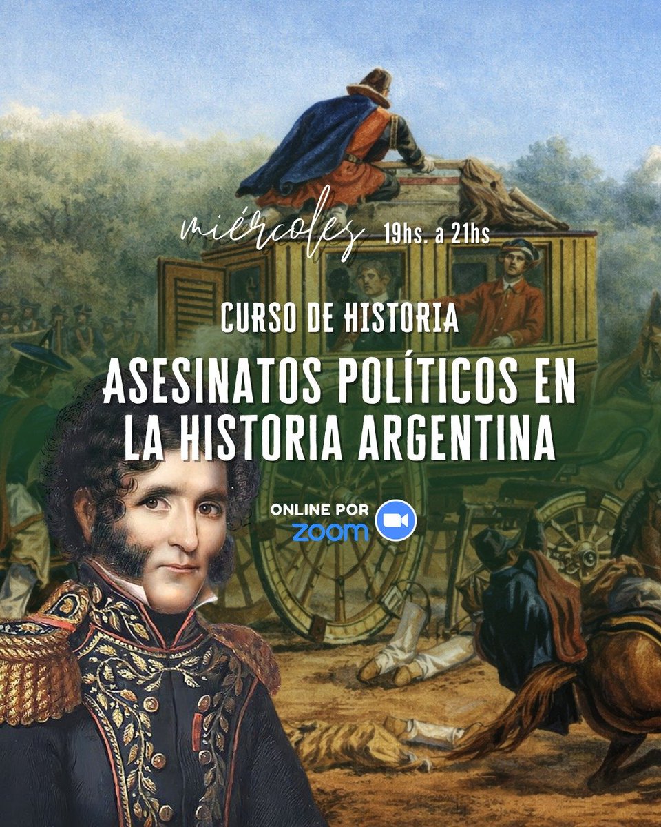 kalipolis's tweet image. NUEVO CURSO (se agradece el RT) 

⚖️🇦🇷 Asesinatos políticos en la historia argentina

A lo largo de cuatro clases se recorren casos clave: los crímenes del siglo XIX, como Manuel Dorrego y Facundo Quiroga; la violencia dentro del Estado organizado, con el asesinato de Justo José…