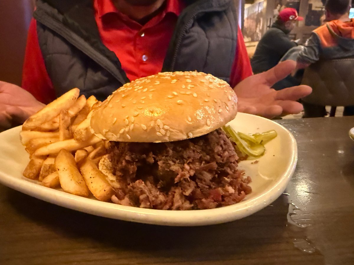 Z3Concepts's tweet photo. Z3’s own Russ Straub having a “Poor Russ” sandwich at Jack Stack Barbecue in Kansas City (after a great day of shooting on location) - a signature staple at this establishment for over 60 years.  Although, we can’t feel sorry for poor Russ … because it looks delicious!  😋😋 https://t.co/jrLSTGwR2H