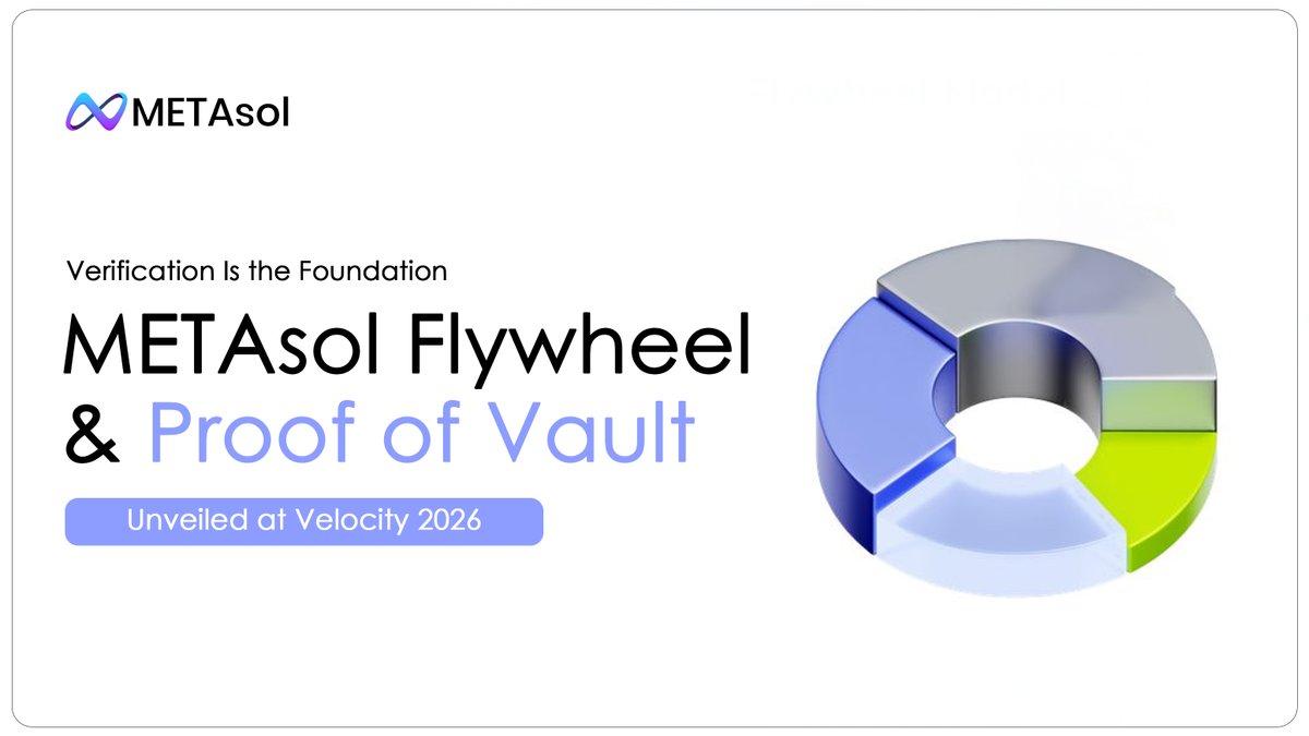 solnex25's tweet image. Verification is becoming the standard.

The Proof of Vault &amp;amp; METAsol Flywheel will be officially unveiled at Velocity 2026, introducing a structured approach to transparency, validation, and system integrity.

#METAsol #Velocity2026 #ProofOfVault #FlywheelArchitecture