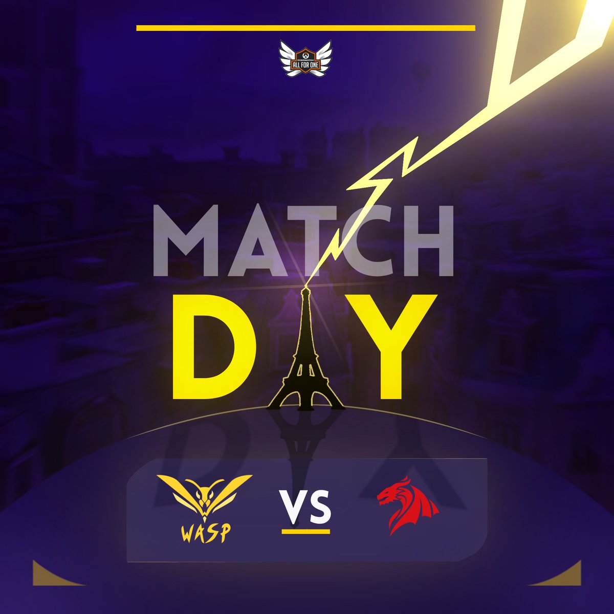⚔️ TROISIÈME MATCH DE CDF
<a href="/PlayAllForOneFR/">Overwatch AllForOne France</a> 

CE SOIR ! Nos guêpes🐝partent au combat à 21h00 pour affronter la <a href="/dragons__esport/">Dragons Esport</a>🐲

📺En direct ici : twitch.tv/overwatchallfo…

 #GOWASP #OAFO2026 #Esport #Overwatch2