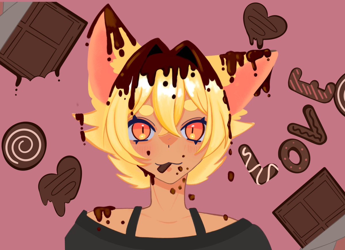 Hey I found your chocolate stash 

Art by: kittlekatx

#vtuber #ValentinesDay2026 #vtuberart