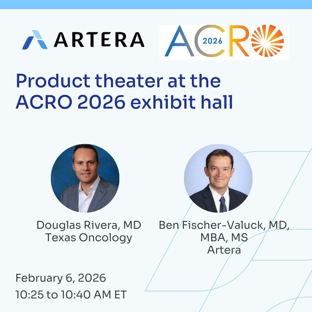 arteraAI's tweet photo. Attending #ACRO2026? Don’t miss Dr. Douglas Rivera and Dr. Ben Fischer-Valuck in a case-based session on using the ArteraAI Prostate Test in localized prostate cancer care.

Register: https://t.co/qEF6upquuZ 

#ArteraAI https://t.co/tU4PHtVVR2