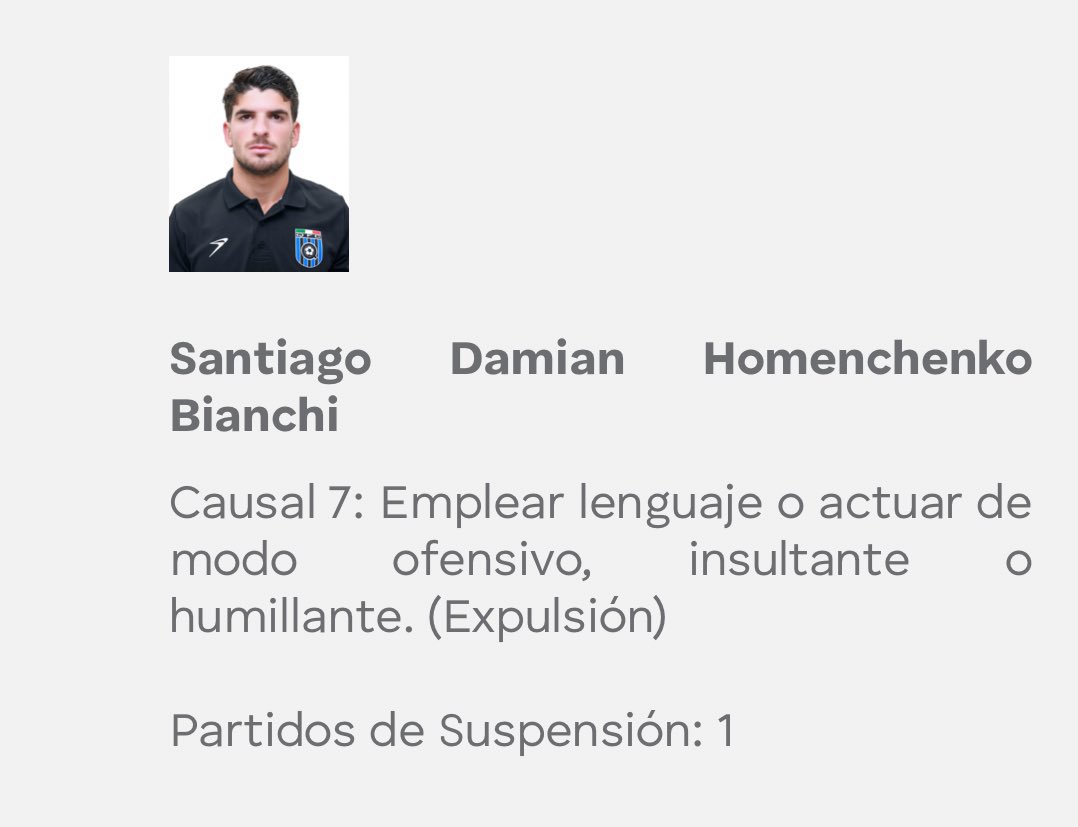 SUSPENDIDO

Santiago Homenchenko no libra la suspensión. Se pierde la jornada 5 ante León.