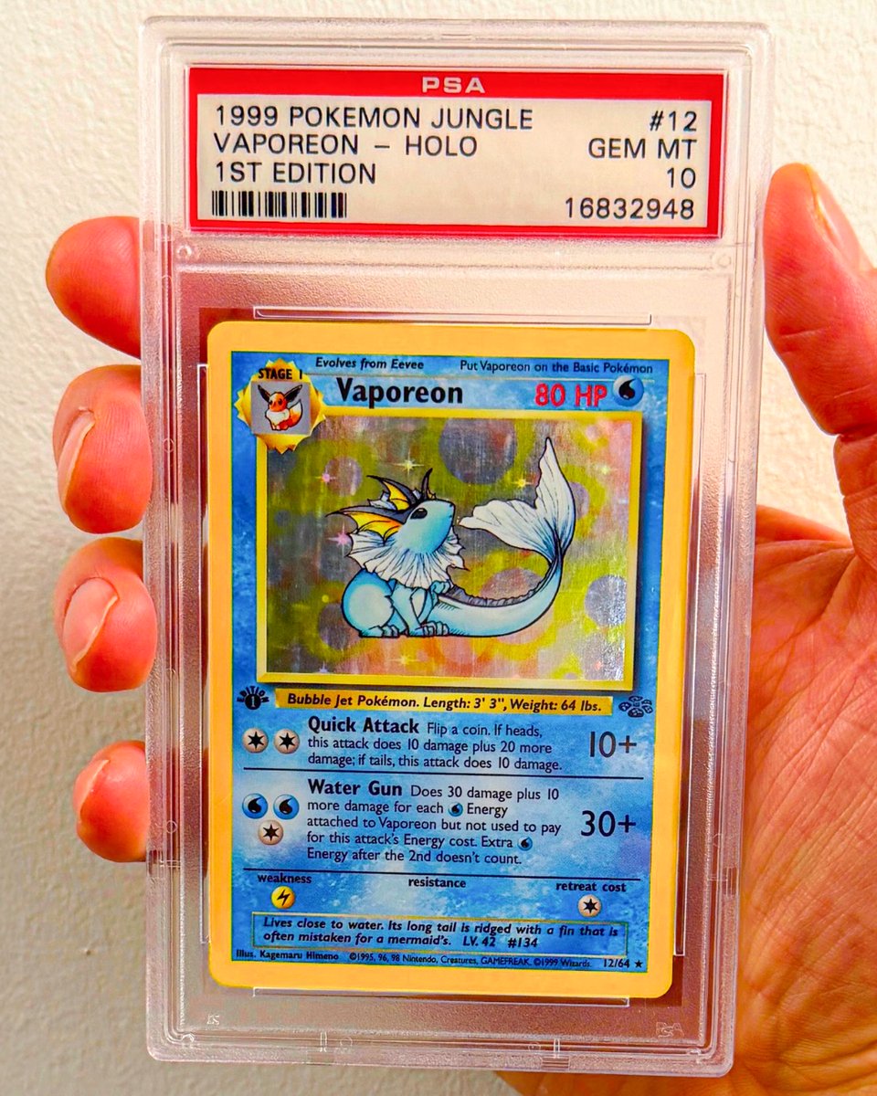 💸 RECORD SALE 💸

We just sold this Vaporeon card at auction for $20,400.

This marks a new all-time record price for any Vaporeon card.