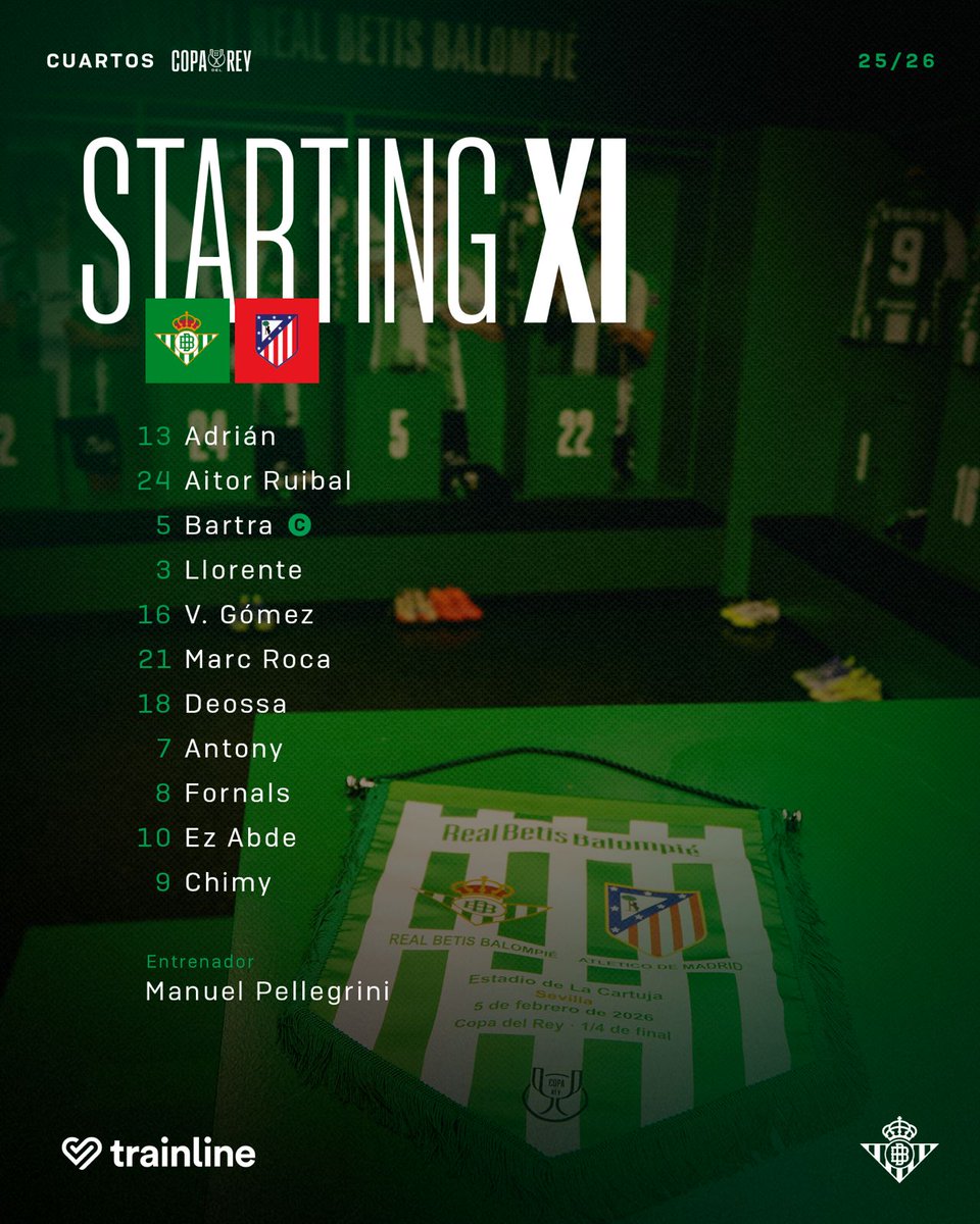 RealBetis's tweet photo. 💚🤍💚

¡Nuestro once inicial para el #RealBetisAtleti!

#DíaDeBetis https://t.co/kELp489zXJ