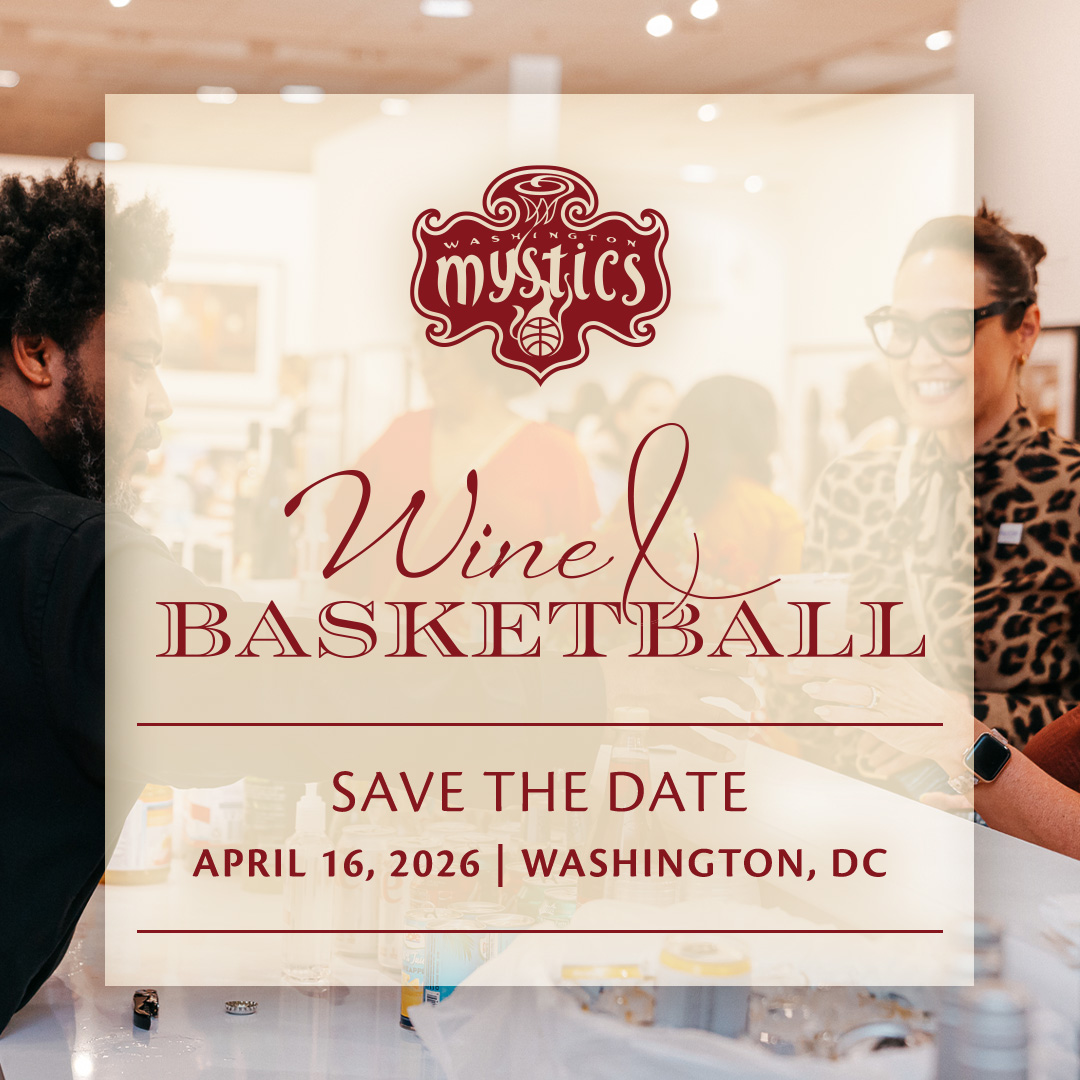 WashMystics's tweet image. Save the Date: Wine &amp;amp; Basketball is back on April 16!

Our annual Wine &amp;amp; Basketball event brings together Mystics fans, players, and community leaders to celebrate the sport, enjoy world-class wine, and support The Mystics Fund.

Learn more at on.nba.com/3NWP5ZG