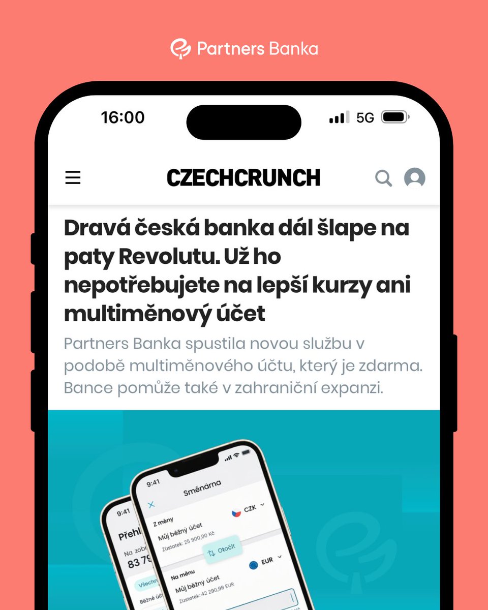 Chceme dát klientům vše podstatné do jedné aplikace. Multiměna je přirozeným rozšířením běžného účtu, ne samostatná nadstavba,“ říká spoluzakladatel Partners Banky Petr Borkovec pro CzechCrunch.

Přečtěte si celý článek 👉🏼 cc.cz/drava-ceska-ba…