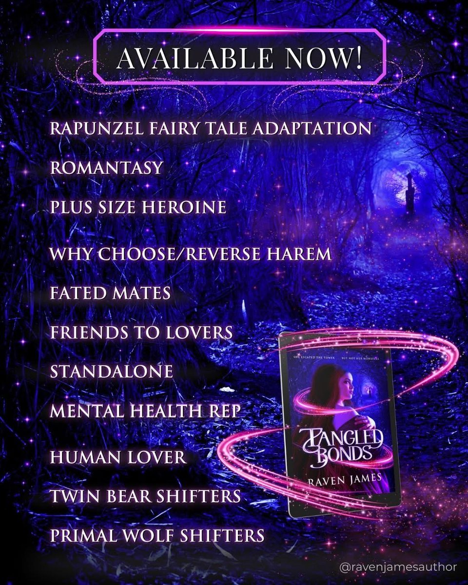 ravenjamesautho's tweet photo. ✨ Tangled Bonds is LIVE! ✨

If you love romantasy with fated bonds, devoted shifter mates, a human lover, and a plus-size heroine who refuses to stay trapped, then this one’s for you.

https://t.co/M3Tt6xw9BG

#Romantasy #WhyChooseRomance #ReverseHarem #ShifterRomance https://t.co/2qrUxo74iD