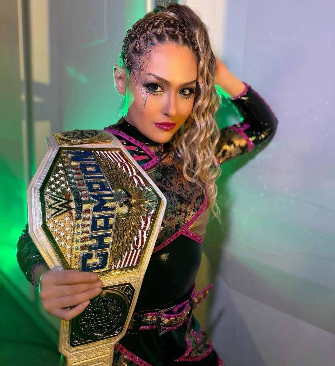 nogimmickgear's tweet image. US Champion @giulia0221g in her Royal Rumble gear!! Love this color combo and mix of textures!!
💕🖤🧡
#wwe @wwe #royalrumble #smackdown #customwrestlinggear #womenswrestling