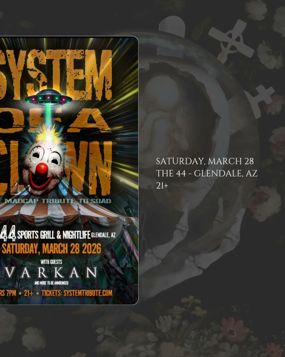 🎸 UPCOMING SHOWS! 🎸

📆 Dead of Winter Fest - Saturday, 2/21
Mill of Madness
3749 E Atlanta Ave, 
Phoenix, AZ 85040
All Ages

📆 Saturday, 3/7 
Chicago Bar
5954 E Speedway Blvd, 
Tucson, AZ 85712
21+

📆 Saturday, 3/28
The 44
4494 W Peoria Ave, 
Glendale, AZ 85302
21+