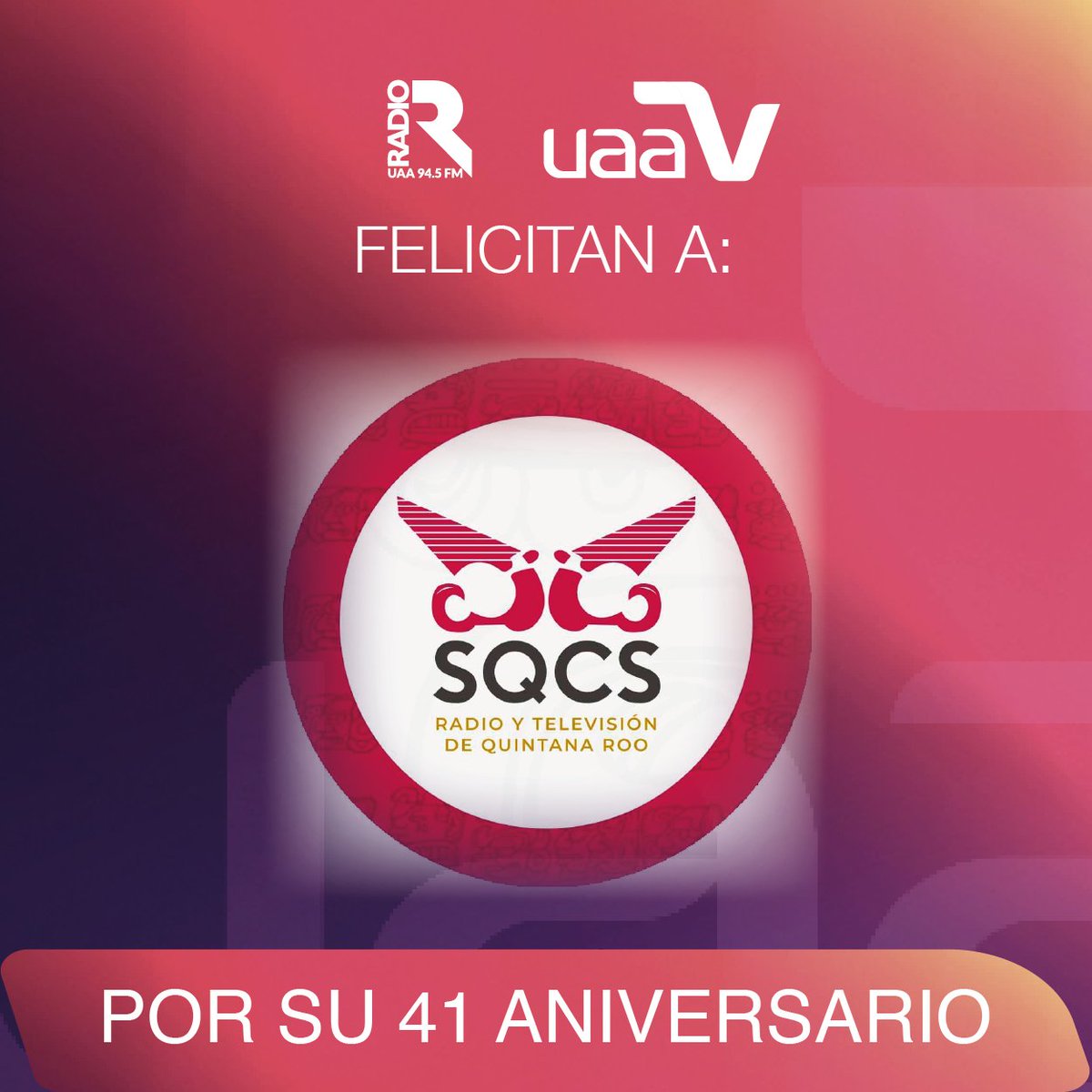 ¡Feliz aniversario! al Sistema Quintanarroense 
<a href="/sqcsradioytv/">SQCS Radio y Televisión</a>, que este nuevo año venga lleno de éxitos y nuevos retos cumplidos.
#QuintanaRoo