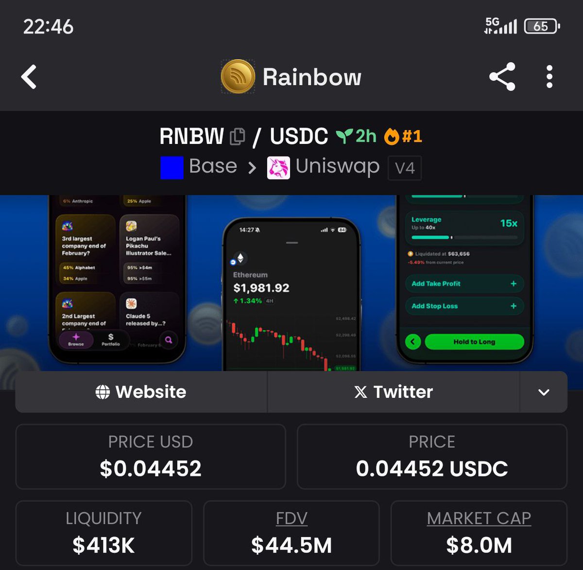 BearEarn's tweet photo. $RNBW 8M Market cap 

do you think it can pull off a 5x? 🧐 https://t.co/G7HhopDdw9