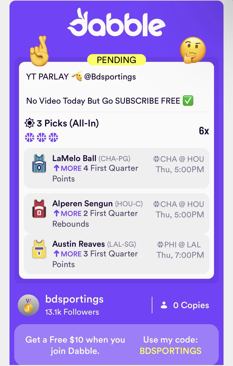 BDSportings's tweet photo. $250 To $10K CHALLENGE🚨🚨🚨

🪜DAY 1 LADDER🪜

$250 👉 $500 (+100)

1. LIKE &amp; RETWEET

2. COMMENT🪜

3. CHECK DM

THESE RUNS NEVER GET OLD 😌

Almost Completed A 3rd 🪜

NEW STREAK🍿

https://t.co/znXNZ2R6HI

SUBSCRIBE 🎯

https://t.co/0PPA0SAY1k

VIDEO AGAIN TMRW 🫡

#NHL #NBA https://t.co/xuN98PrF0V