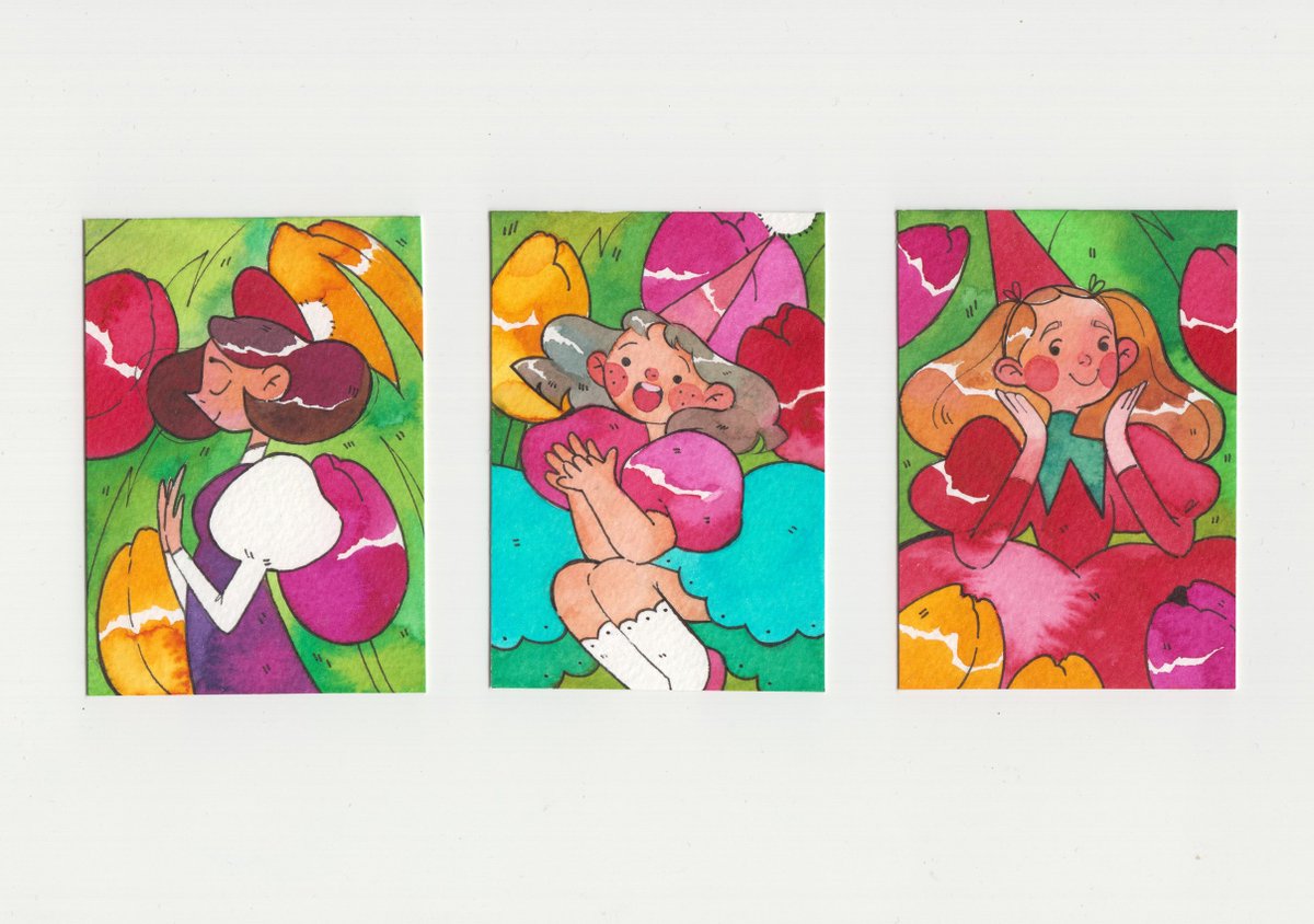 hachimi_tsu's tweet image. побачила в тіктоці як люди малюють штучки, які називаються aceo (картинки розміром з к-поп карту, які можна продавати/обмінювати щоб мати такий от маленький але оригінальний піс оф арт ахаха), намалювала фо фан такі мініатюрні картинки з чарівничками ахаха