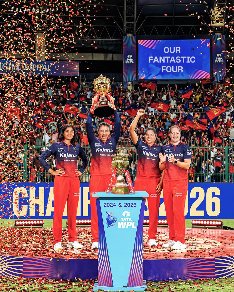 memesmaga_'s tweet photo. #WPLFinal "ಈ ಸಲ ಕೂಡ ಕಪ್ ನಮ್ದೇ! 🏆 Red &amp; Gold ಬಣ್ಣದ ಗತ್ತು, ಮೈದಾನದಲ್ಲಿ ನಮ್ಮದೇ ಹವಾ! ಯಾವತ್ತು... ಇತಿಹಾಸ ಮರುಕಳಿಸಿದೆ. #RCBChampions2️⃣" @memesmaga_ @RCBTweets #RCBvsDC #rcb #royalchallegersbengaluru #SmritiMandhana #congracrcb https://t.co/42B6WoDh7q
