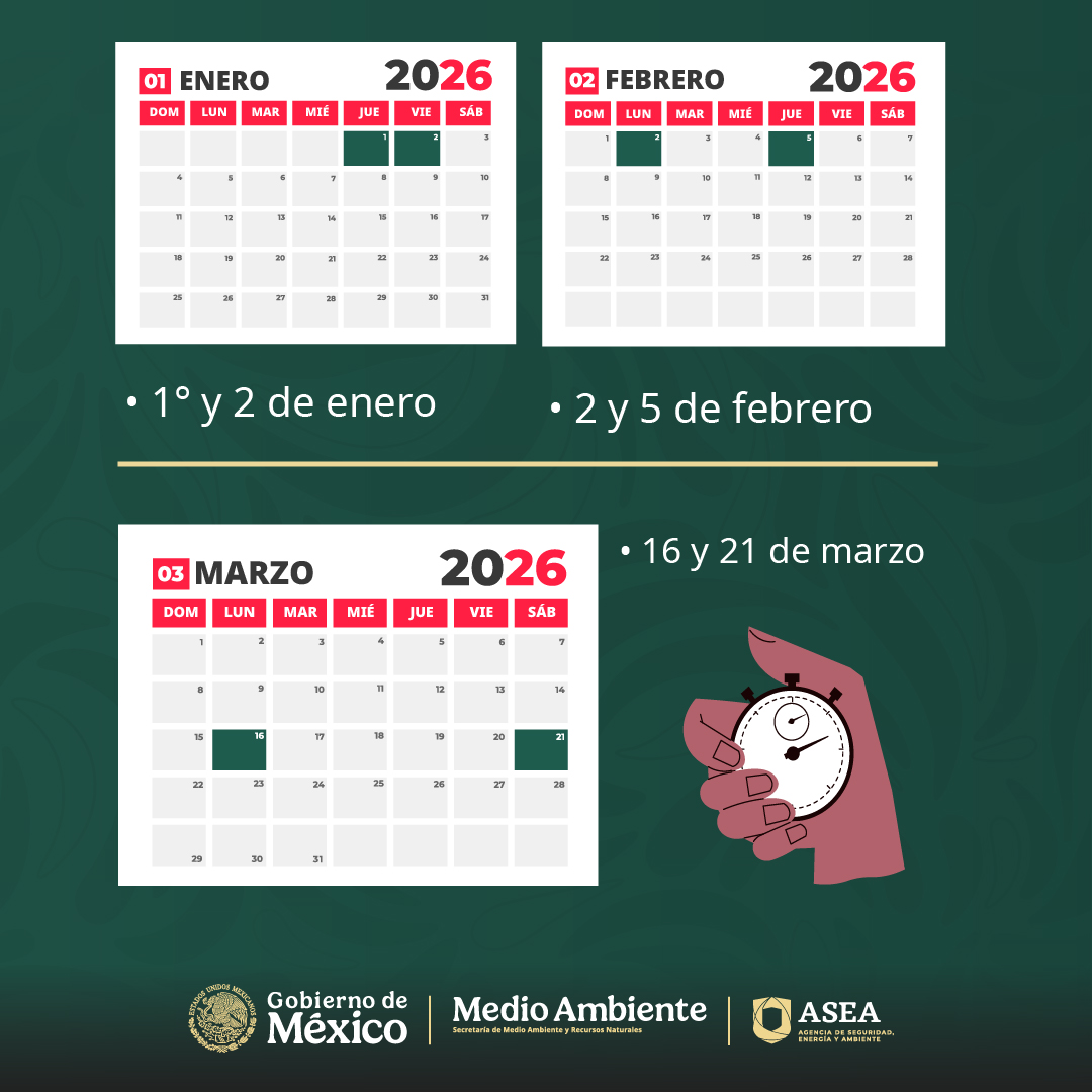 agencia_asea's tweet photo. 👋Persona Regulada, guarda esta publicación.😀

📳Estos son los días inhábiles del año 2026 y de enero de 2027 para efectos de los actos y procedimientos administrativos tramitados ante la ASEA. https://t.co/0JTGgrOERJ