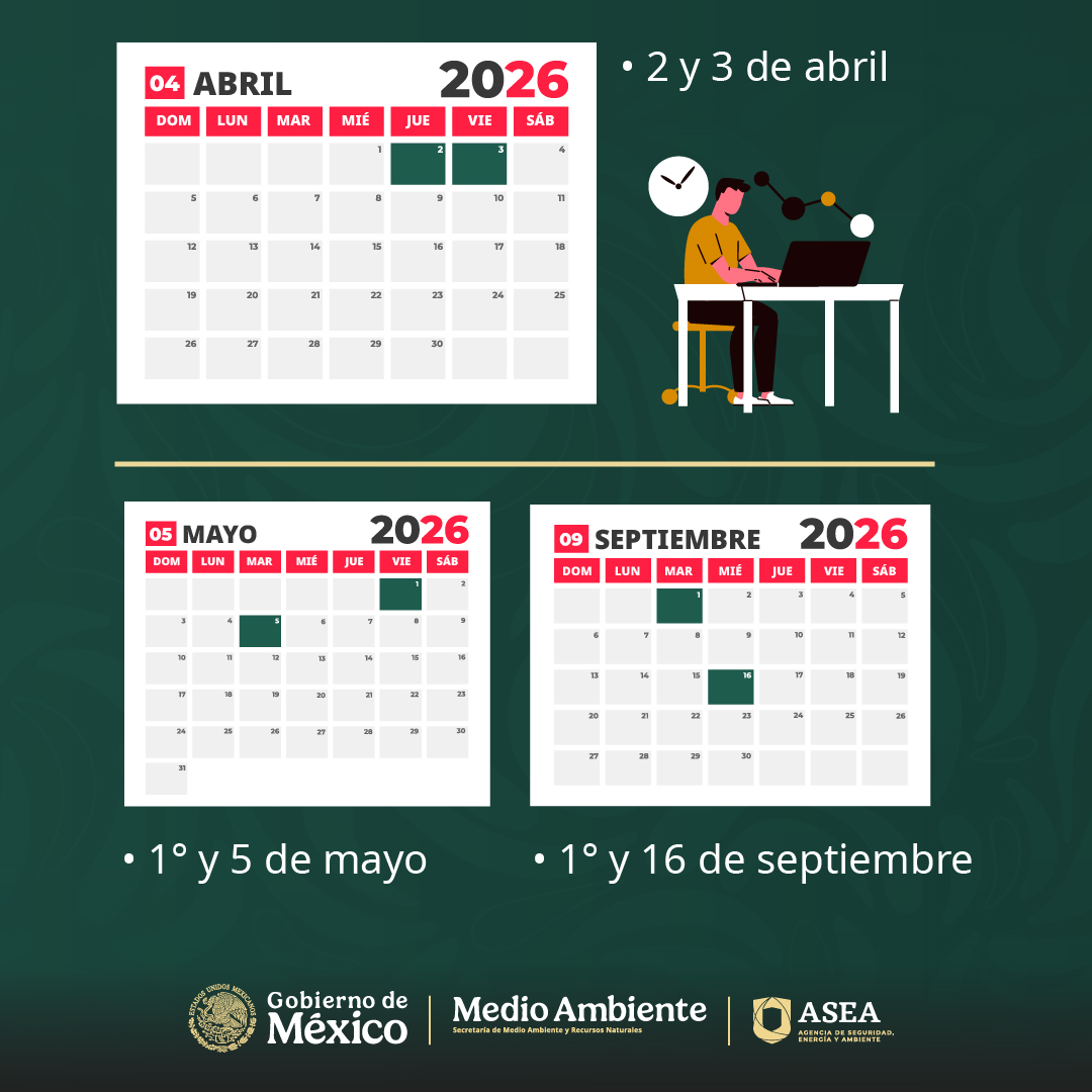 agencia_asea's tweet photo. 👋Persona Regulada, guarda esta publicación.😀

📳Estos son los días inhábiles del año 2026 y de enero de 2027 para efectos de los actos y procedimientos administrativos tramitados ante la ASEA. https://t.co/0JTGgrOERJ