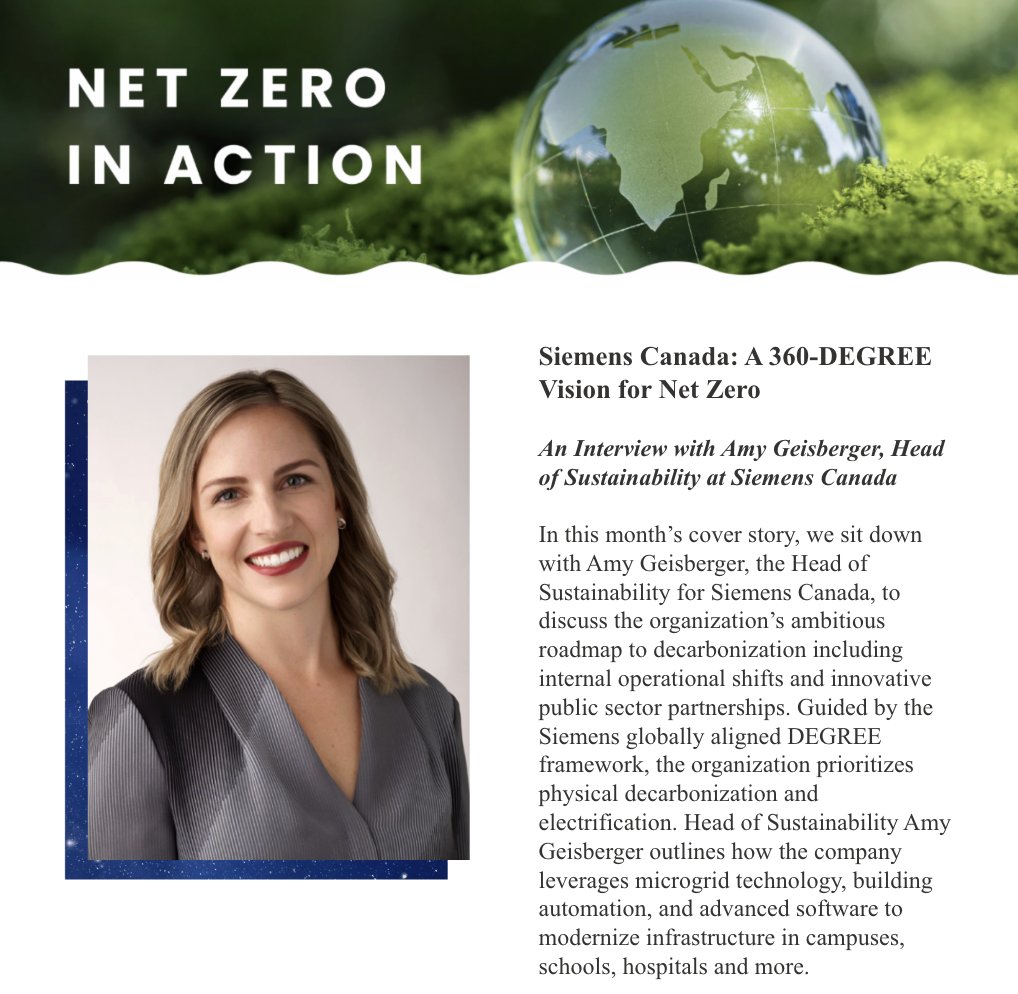 CleanerAFS's tweet photo. Check out February's Net Zero Times Newsletter featuring Amy Geisberger, Sustainability and Climate, at Siemens Canada. https://t.co/uhoI5qGkTx https://t.co/lgcfg0FTAp