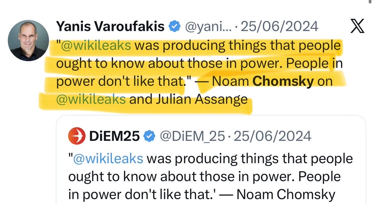 There are few who revere Chomsky more than Greek economist and mega bell-end, Yanis. 

Funny isn’t it, how Noam’s statements - regularly tweeted as if uttered from the lips of God by Chomskyites - suddenly take on a whole new meaning today.
