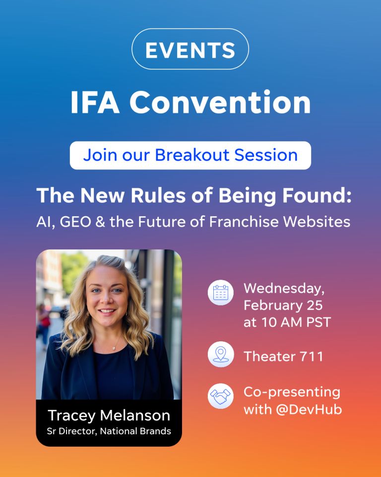 LocaliQ's tweet image. 🎤 Catch us live at the 2026 @Franchising411 Convention!

Join our Sr. Director for National Brands for a session in partnership with @DevHubon how AI is reshaping discovery for franchise businesses.

#IFA2026 #IFAConvention #FranchiseBusiness #AIinBusiness #LasVegasEvents