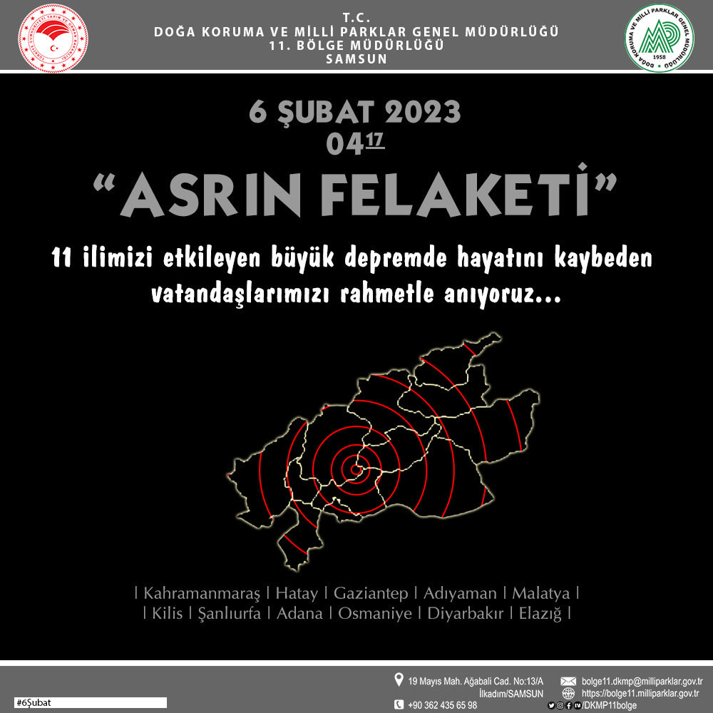 06.02.2023’de 11 ilimizi etkileyen büyük depremde hayatını kaybeden vatandaşlarımızı rahmetle anıyoruz...