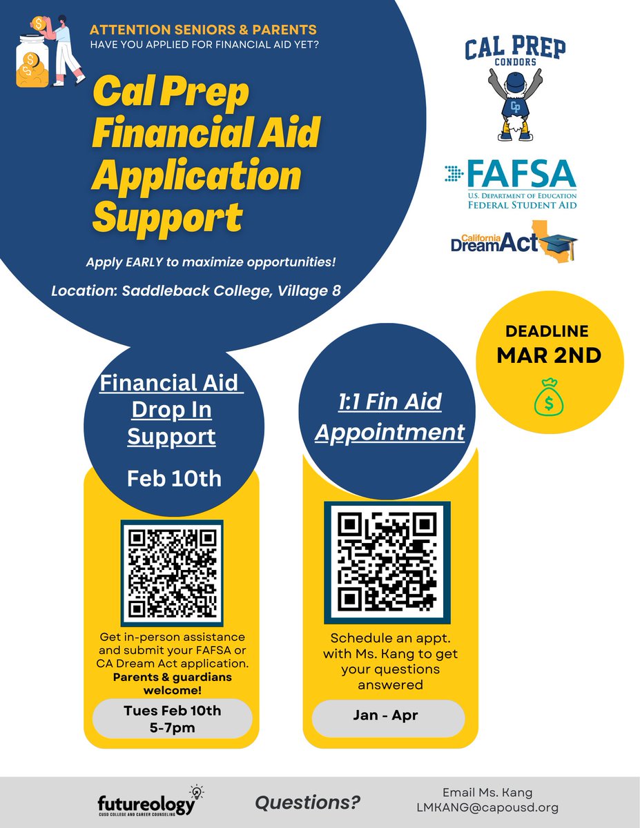 scvahs's tweet photo. A Financial Aid Workshop will be held in person in the Study Spot next Tuesday 2/10 from 5-7pm! https://t.co/Dt7bxTo2xj