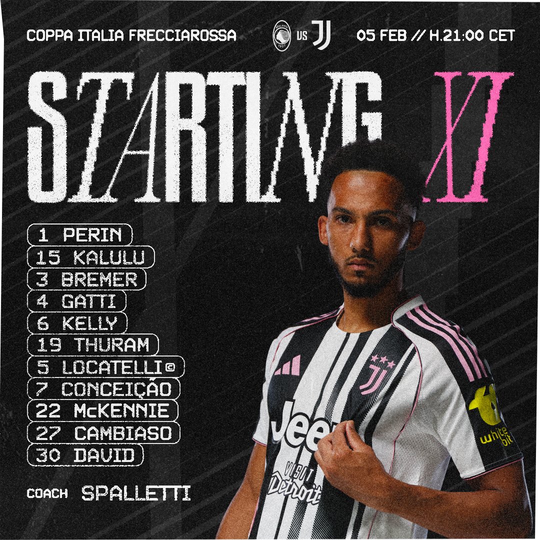 juventusfc's tweet photo. ✍🏻 Gli 1️⃣1️⃣ titolari selezionati da mister Spalletti per la sfida da dentro o fuori di questa sera 📜🏆

#AtalantaJuve #CoppaItaliaFrecciarossa https://t.co/e9lZxxyoUL