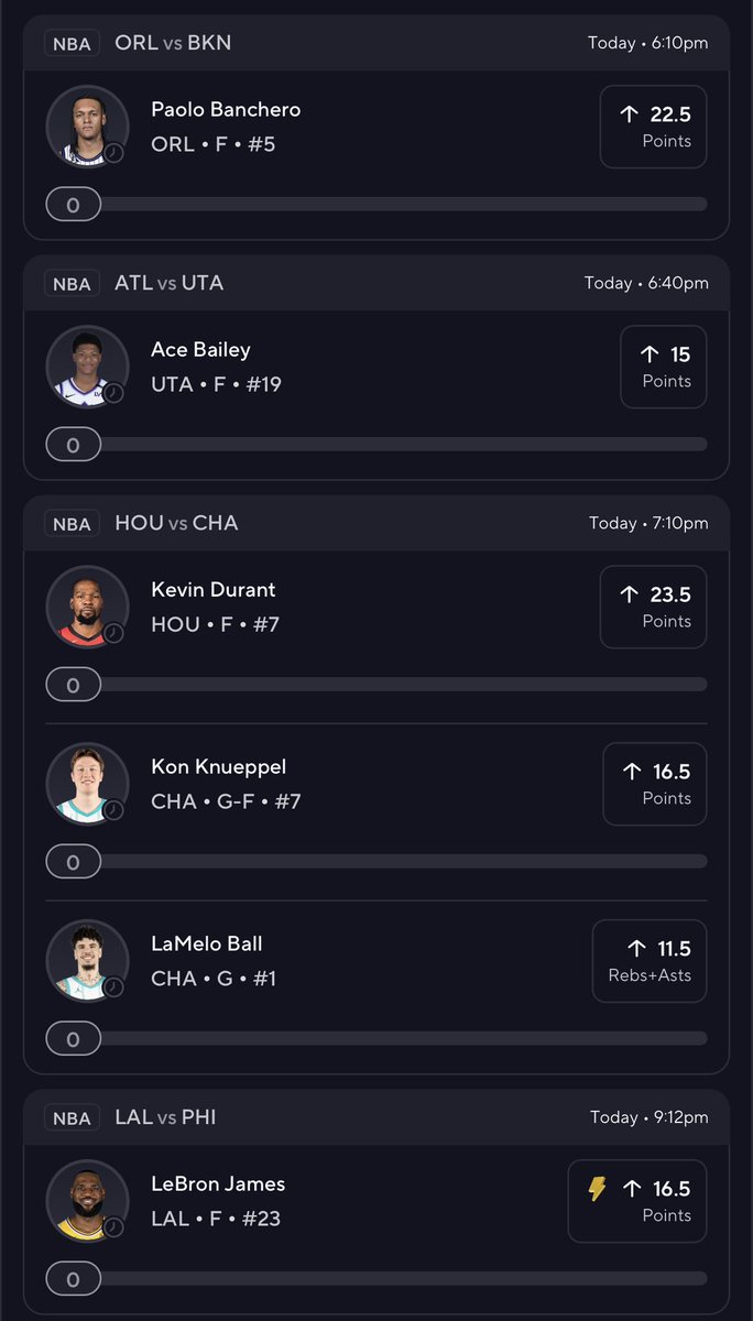 ZRob4444's tweet photo. NBA PrizePicks 40x with the LeBron discount 🏀🔥

Probably my least favorite slate in awhile now. So I’m personally not expecting a whole lot out of today at this moment. Hoping we get a bunch of news and trades leading up to the deadline to spice it up a lot!

We’re fresh off another massive PP cashout last night though so you know we’re always going to try and grind out another big cash🤑