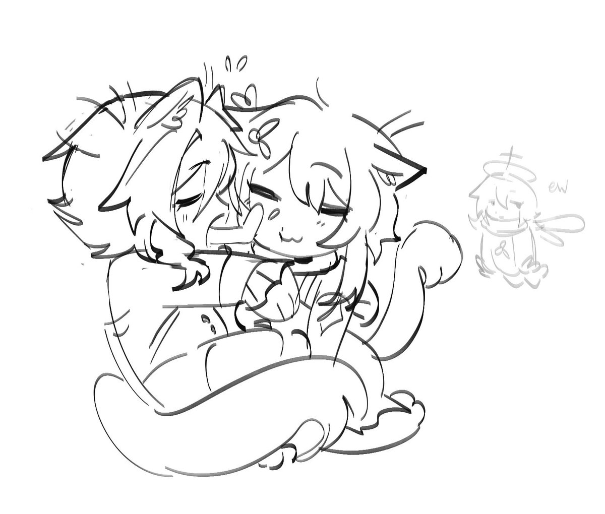 anemovens's tweet image. was reminded of the drawing i did of both of them as cats a couple years ago and was reinspired