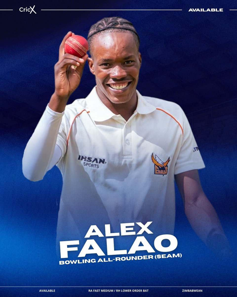 Any clubs need a quality pro?

Well, check out <a href="/zcdomestic/">Zimbabwe Cricket Domestic</a> speedster Alex Falao. A proper talent. Keen and accredited coach. Handy bat. Top bloke. 

Just been let down by a club. Seeking an urgent replacement. A quality last minute option. 

Get in touch for details!