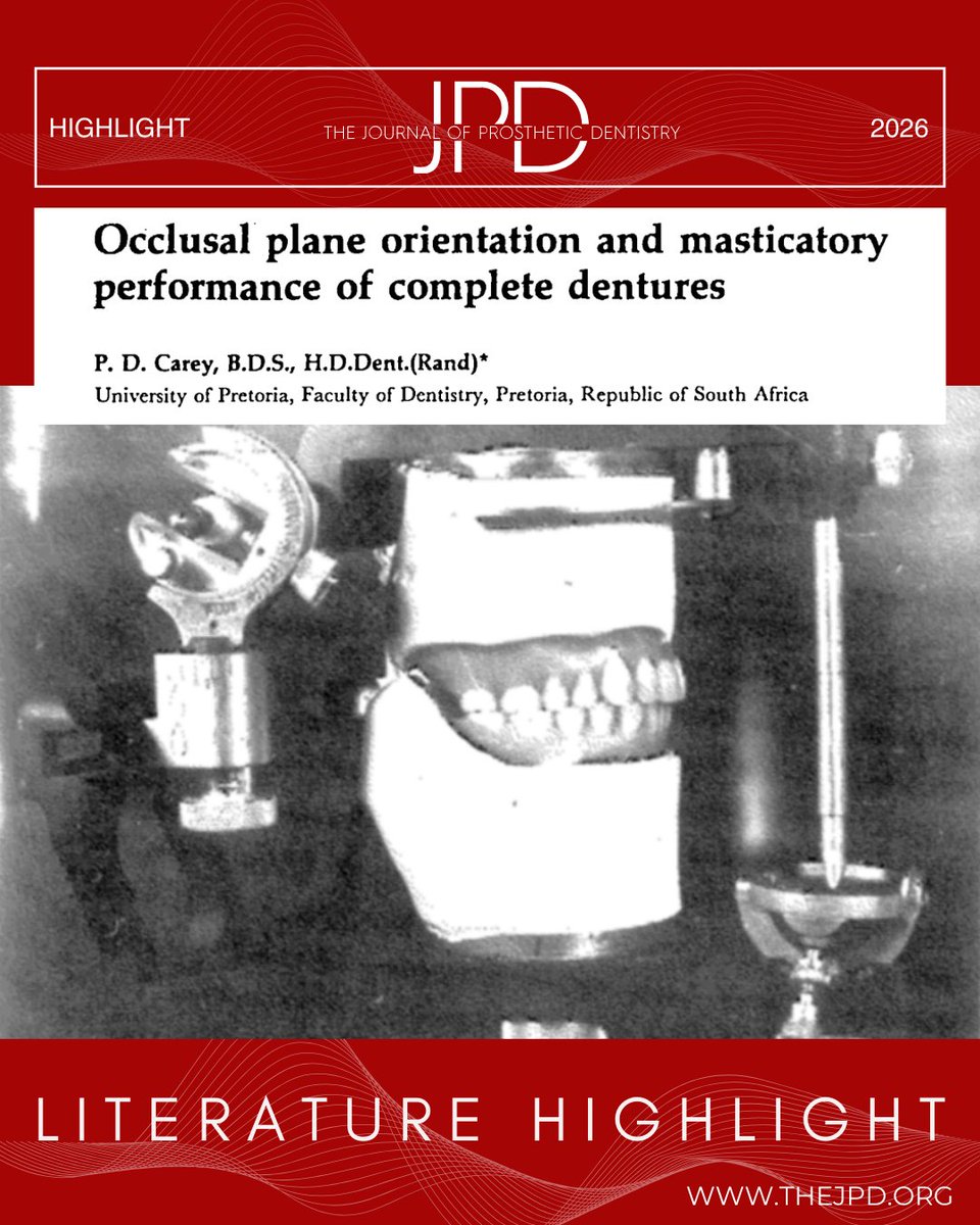 In this week’s #ThrowbackThursday, this #classicliterature evaluated how different #posteriorocclusalplane positions in #completedentures influence #masticatoryperformance. thejpd.org/article/S0022-…
