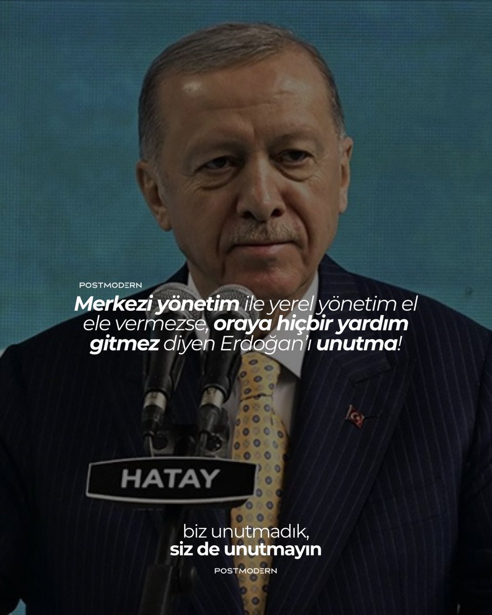 6 ŞUBAT AHLAKSIZLIKLARI I • “Merkezi yönetim ile yerel yönetim el ele vermezse, oraya hiçbir yardım gitmez diyen Erdogan'ı unutma!” #6Şubat 

Biz unutmadık, siz de unutmayın.