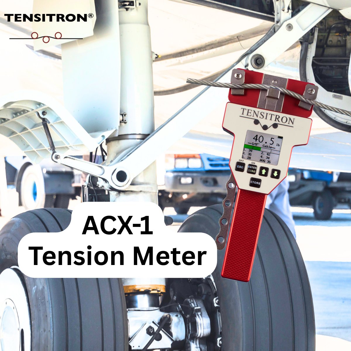 tensitron's tweet photo. The ACX Digital Tension Meter from Tensitron is the go-to solution for aircraft cable tension testing✈️

👉 One-Handed - Saves Time on Cable Tension Checks
👉 Lightweight &amp; Portable - For Hangar and Field Use
👉 Calibration Certificate -Traceable to NIST

#Aviation #CableTension https://t.co/4fDY5xyTmp