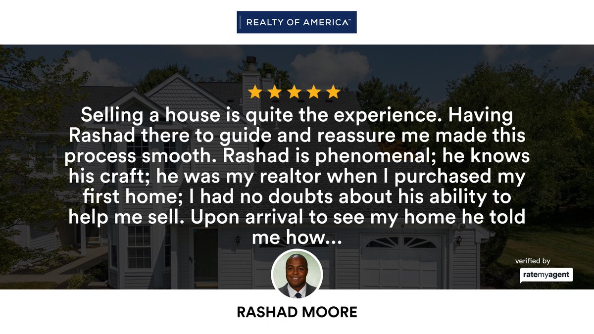 RashadTMoore's tweet photo. My latest RateMyAgent review in Sayreville.
NJ 0451491
https://t.co/k4rRSXZ4BS

...
#ratemyagent #realestate #Realty_of_America_LLC https://t.co/5yUP6hnzS9